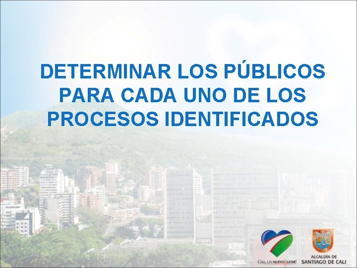 DETERMINAR LOS PÚBLICOS PARA CADA UNO DE LOS PROCESOS IDENTIFICADOS 