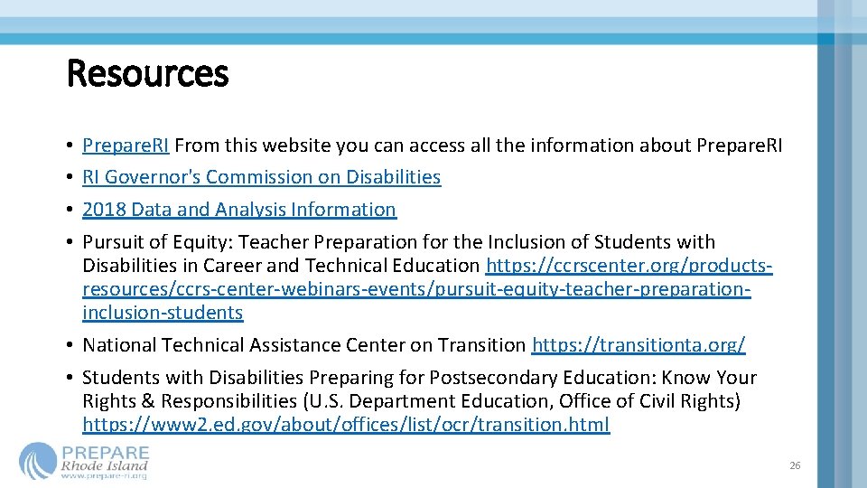 Resources Prepare. RI From this website you can access all the information about Prepare.