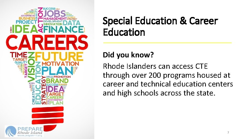 Special Education & Career Education Did you know? Rhode Islanders can access CTE through Special Education & Career Education Did you know? Rhode Islanders can access CTE through