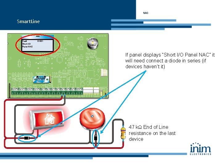 NAC Smart. Line Fault Short I/O Panel NAC 01/01 If panel displays “Short I/O