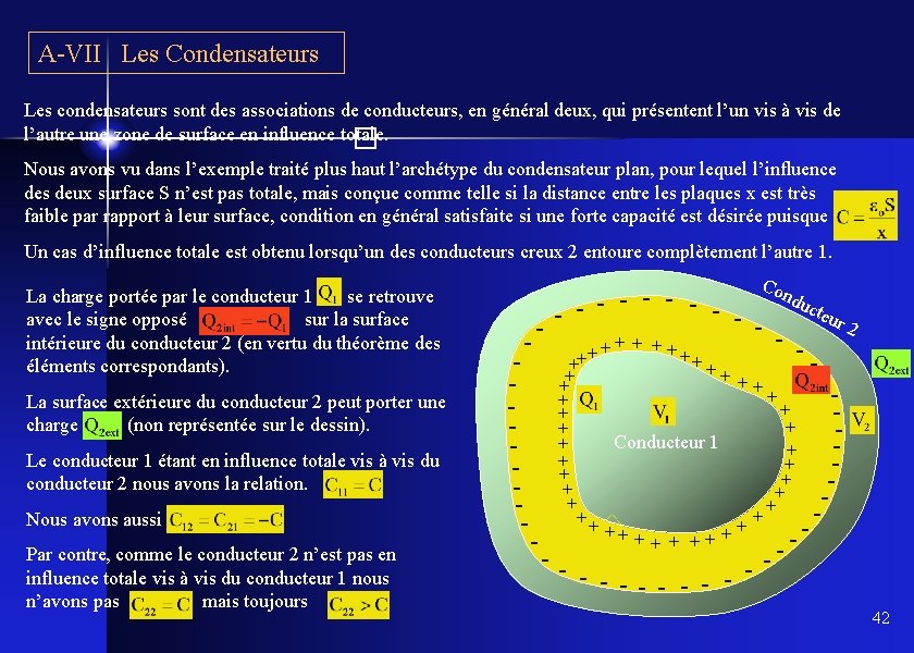 A-VII Les Condensateurs Les condensateurs sont des associations de conducteurs, en général deux, qui