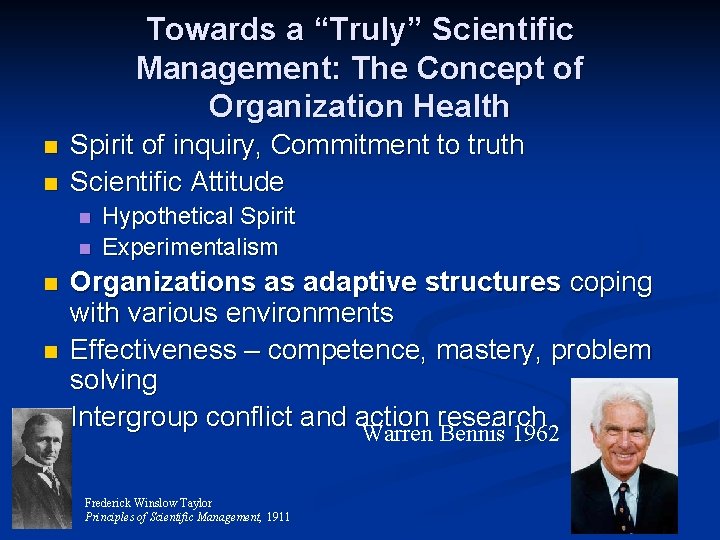 Towards a “Truly” Scientific Management: The Concept of Organization Health n n Spirit of Towards a “Truly” Scientific Management: The Concept of Organization Health n n Spirit of
