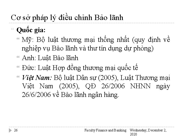 Cơ sở pháp lý điều chỉnh Bảo lãnh Quốc gia: Mỹ: Bộ luật thương