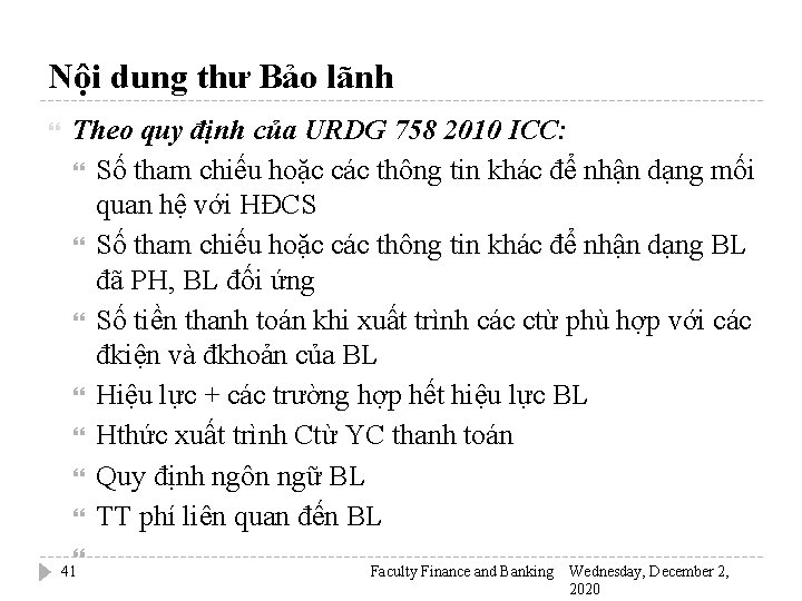 Nội dung thư Bảo lãnh Theo quy định của URDG 758 2010 ICC: Số