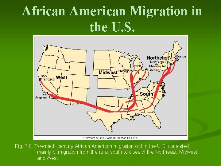 African American Migration in the U. S. Fig. 7 -8: Twentieth-century African American migration