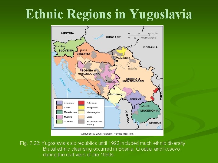 Ethnic Regions in Yugoslavia Fig. 7 -22: Yugoslavia’s six republics until 1992 included much