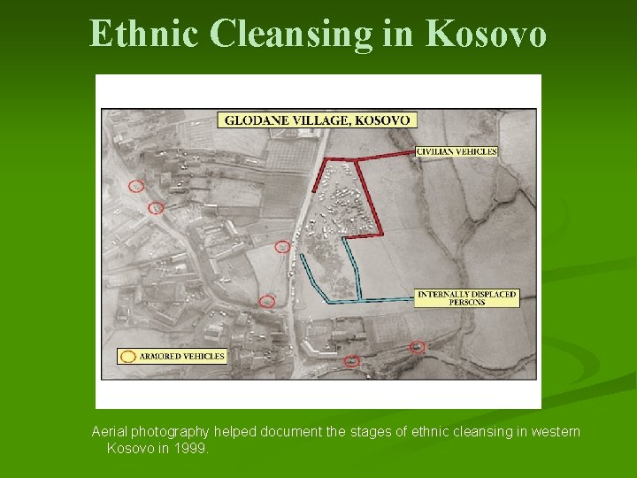 Ethnic Cleansing in Kosovo Aerial photography helped document the stages of ethnic cleansing in