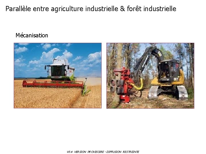 Parallèle entre agriculture industrielle & forêt industrielle Mécanisation V 0. 4 VERSION PROVISOIRE -