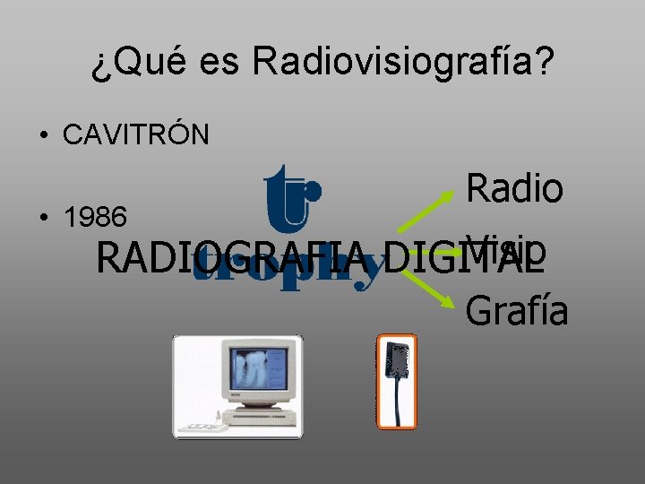 ¿Qué es Radiovisiografía? • CAVITRÓN • 1986 Radio Visio RADIOGRAFIA DIGITAL Grafía 