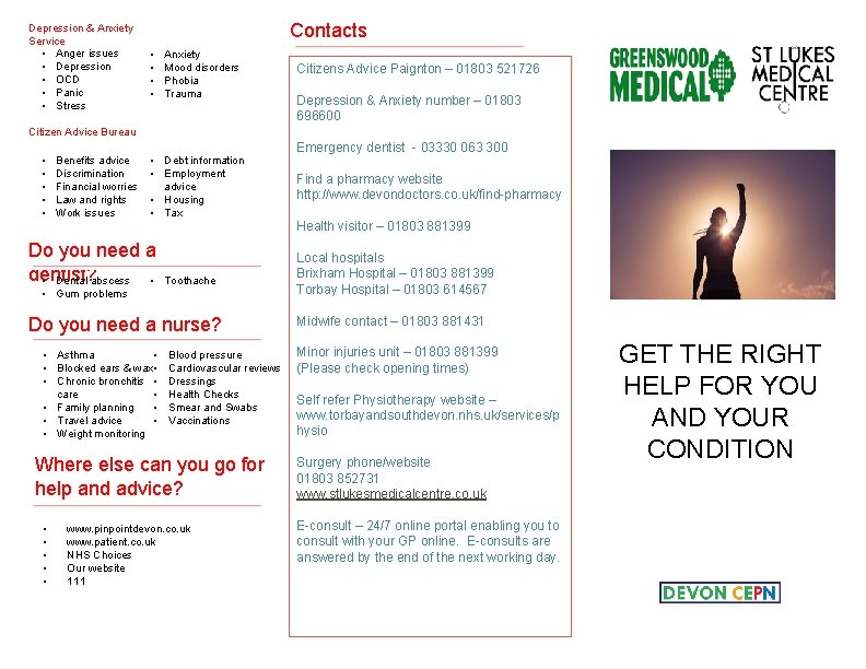 Depression & Anxiety Service • Anger issues • Depression • OCD • Panic •