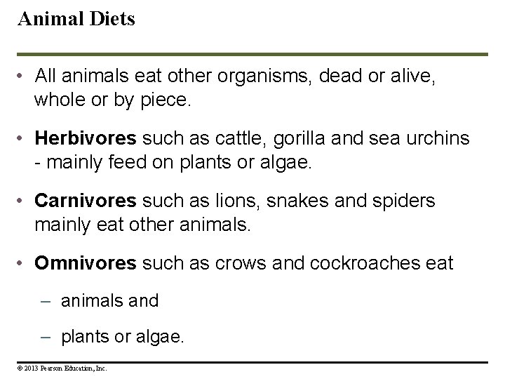 Animal Diets • All animals eat other organisms, dead or alive, whole or by Animal Diets • All animals eat other organisms, dead or alive, whole or by