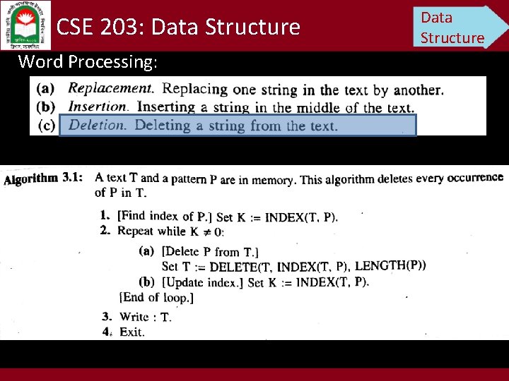 CSE 203: Data Structure Word Processing: Data Structure 