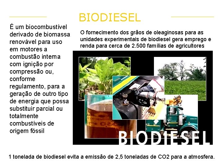 É um biocombustível derivado de biomassa renovável para uso em motores a combustão interna