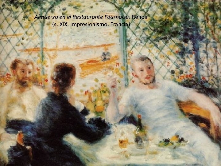 Almuerzo en el Restaurante Fournaise. Renoir (s. XIX. Impresionismo. Francia) 