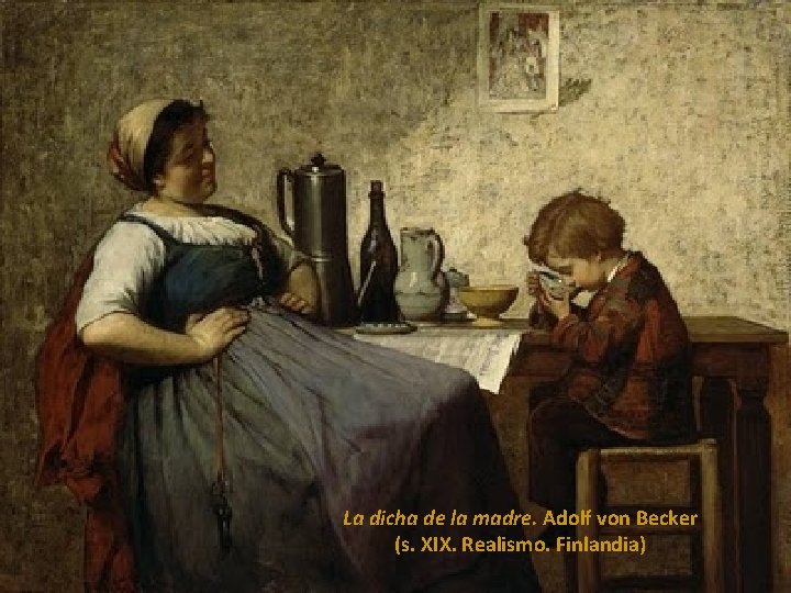 La dicha de la madre. Adolf von Becker (s. XIX. Realismo. Finlandia) 