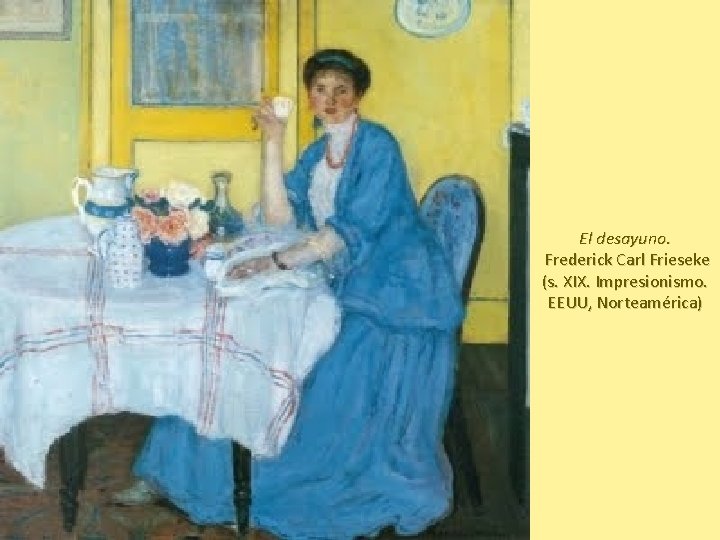 El desayuno. Frederick Carl Frieseke (s. XIX. Impresionismo. EEUU, Norteamérica) 