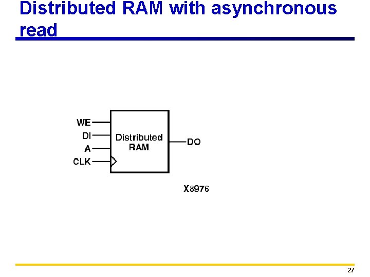 Distributed RAM with asynchronous read 27 