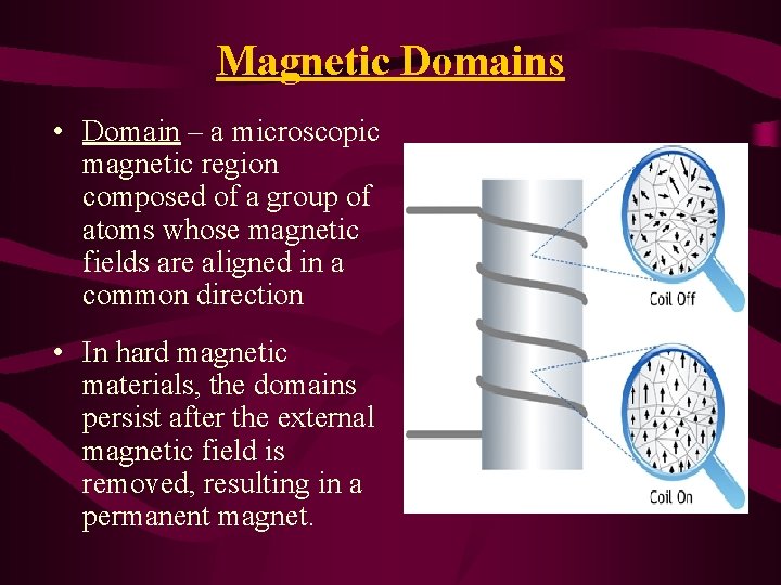 Magnetic Domains • Domain – a microscopic magnetic region composed of a group of