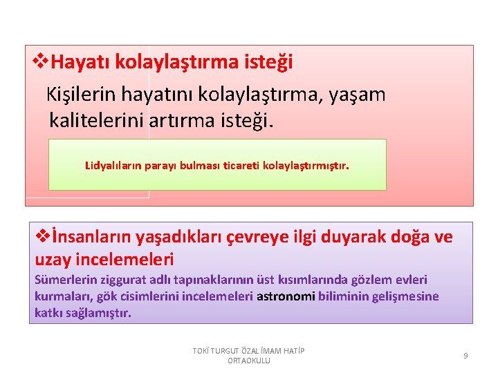 v. Hayatı kolaylaştırma isteği Kişilerin hayatını kolaylaştırma, yaşam kalitelerini artırma isteği. Lidyalıların parayı bulması