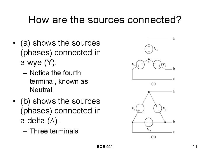 How are the sources connected? • (a) shows the sources (phases) connected in a How are the sources connected? • (a) shows the sources (phases) connected in a