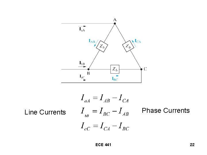 Phase Currents Line Currents ECE 441 22 Phase Currents Line Currents ECE 441 22