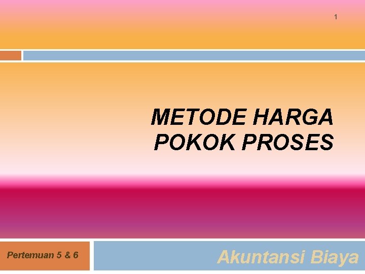 1 METODE HARGA POKOK PROSES Pertemuan 5 & 6 Akuntansi Biaya 