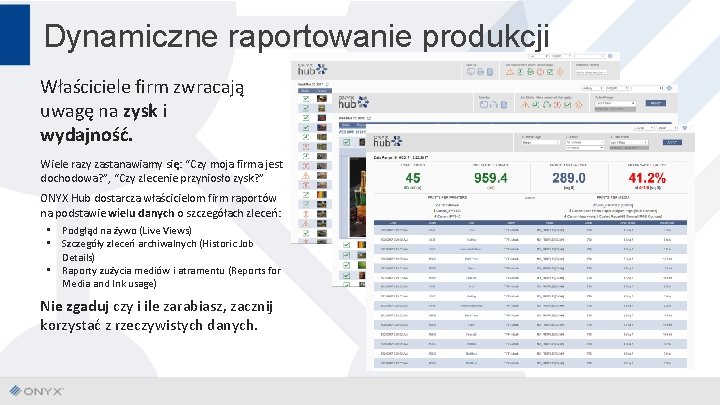 Dynamiczne raportowanie produkcji Właściciele firm zwracają uwagę na zysk i wydajność. Wiele razy zastanawiamy
