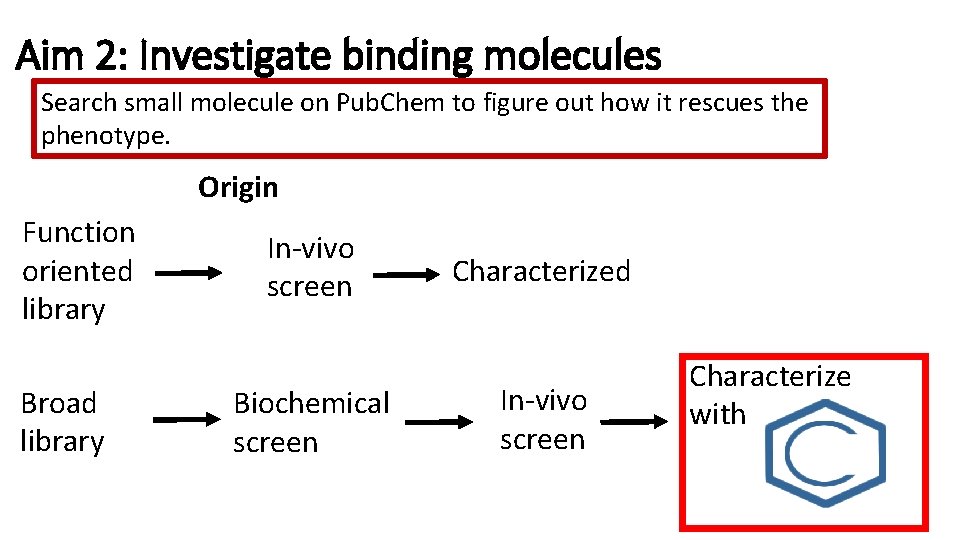 Aim 2: Investigate binding molecules Search small molecule on Pub. Chem to figure out Aim 2: Investigate binding molecules Search small molecule on Pub. Chem to figure out