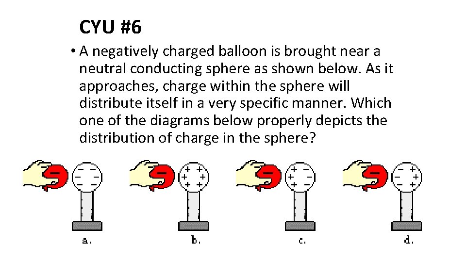 CYU #6 • A negatively charged balloon is brought near a neutral conducting sphere