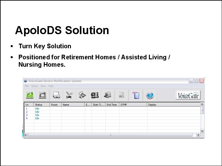 Apolo. DS Solution § Turn Key Solution § Positioned for Retirement Homes / Assisted