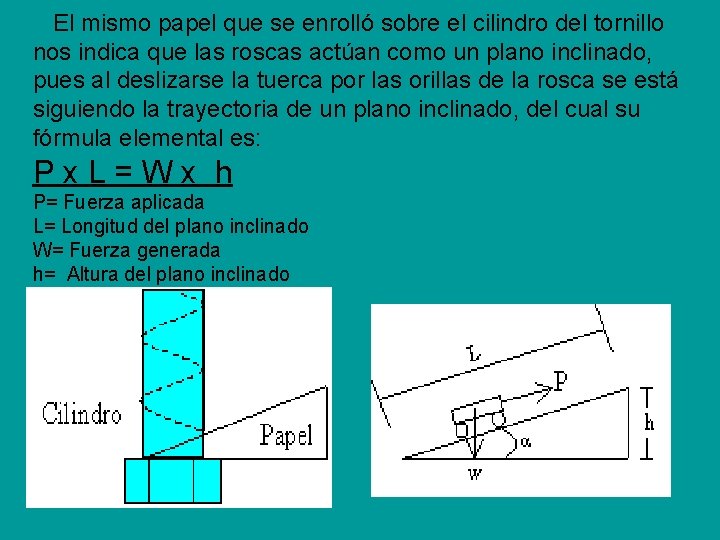 El mismo papel que se enrolló sobre el cilindro del tornillo nos indica El mismo papel que se enrolló sobre el cilindro del tornillo nos indica