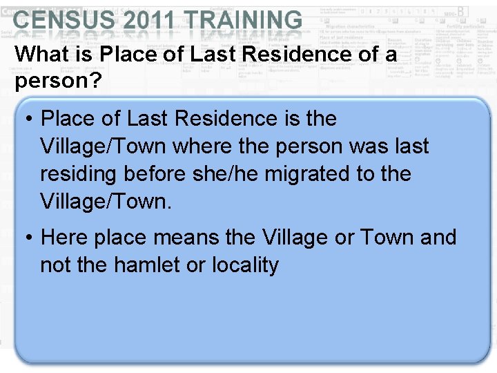 What is Place of Last Residence of a person? • Place of Last Residence What is Place of Last Residence of a person? • Place of Last Residence