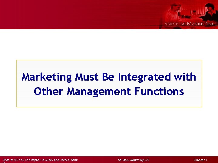 Marketing Must Be Integrated with Other Management Functions Slide © 2007 by Christopher Lovelock
