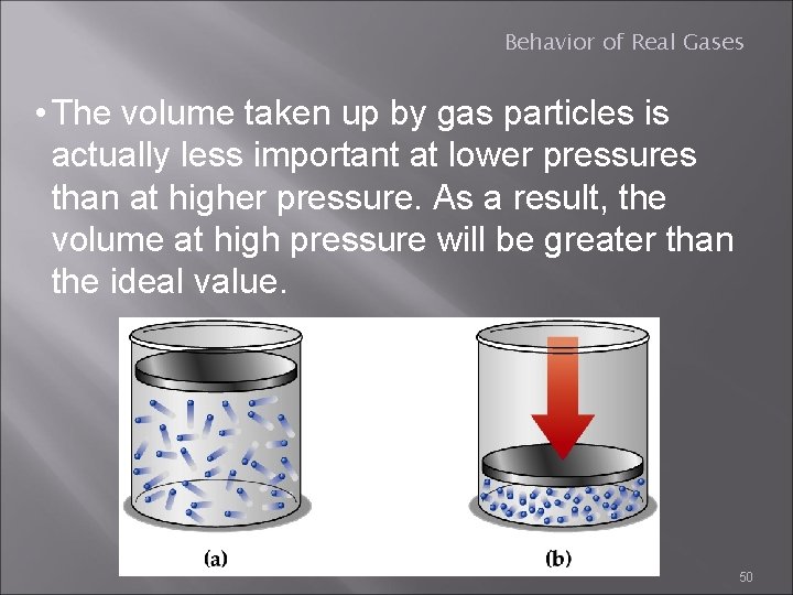 Behavior of Real Gases • The volume taken up by gas particles is actually