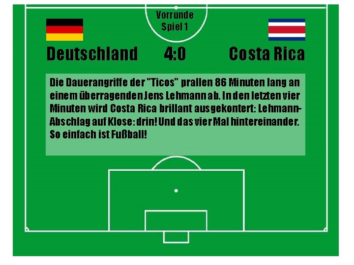 Vorrunde Spiel 1 Deutschland 4: 0 Costa Rica Die Dauerangriffe der "Ticos" prallen 86