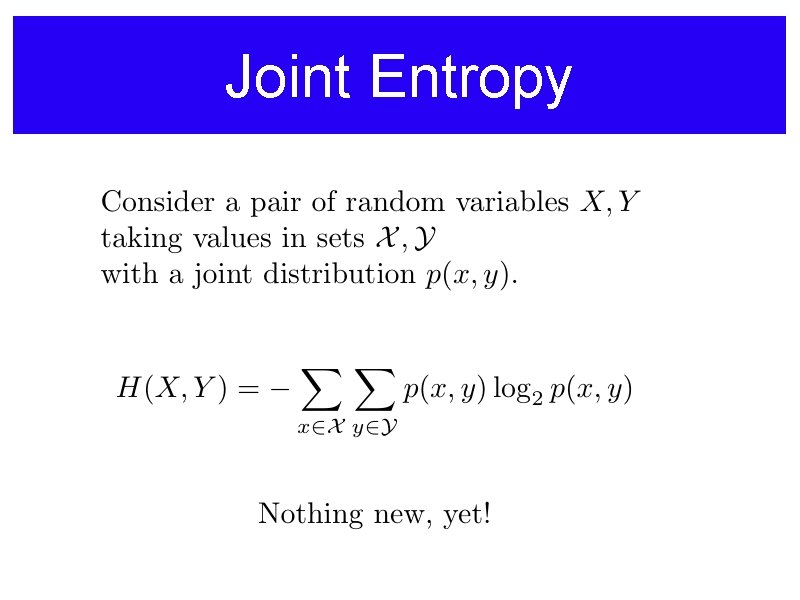 Joint Entropy 