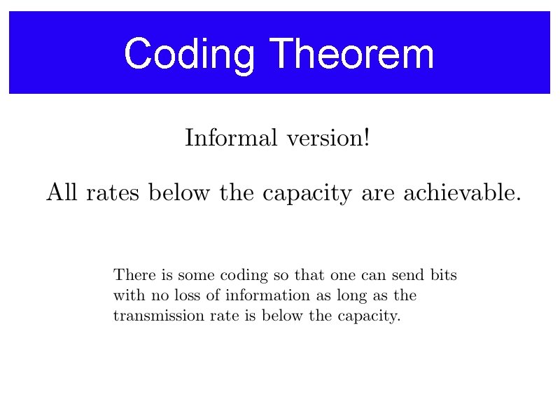 Coding Theorem 