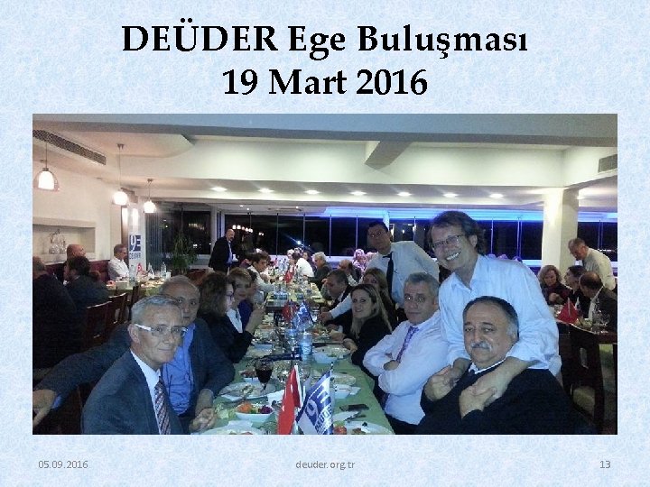 DEÜDER Ege Buluşması 19 Mart 2016 05. 09. 2016 deuder. org. tr 13 