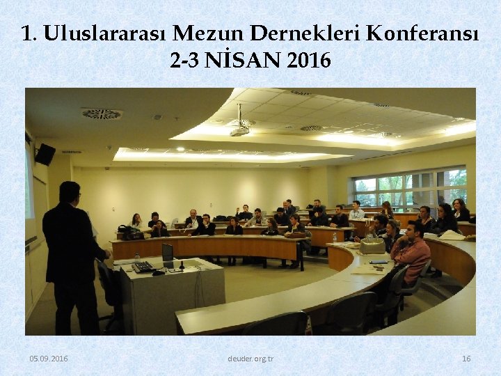 1. Uluslararası Mezun Dernekleri Konferansı 2 -3 NİSAN 2016 05. 09. 2016 deuder. org.