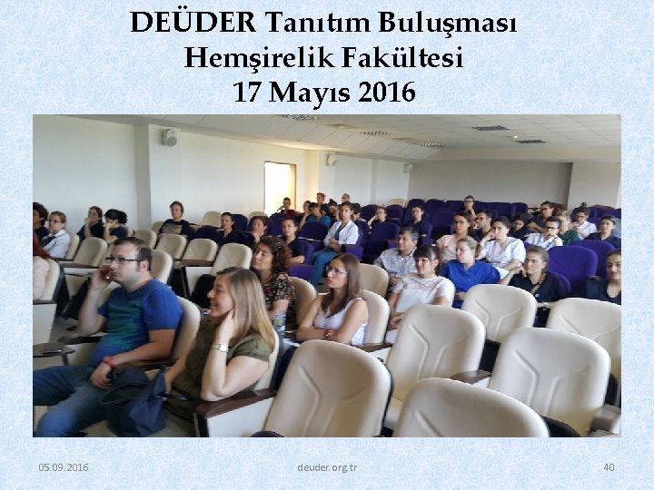 DEÜDER Tanıtım Buluşması Hemşirelik Fakültesi 17 Mayıs 2016 05. 09. 2016 deuder. org. tr