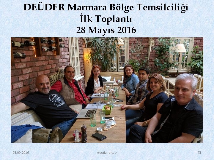 DEÜDER Marmara Bölge Temsilciliği İlk Toplantı 28 Mayıs 2016 05. 09. 2016 deuder. org.