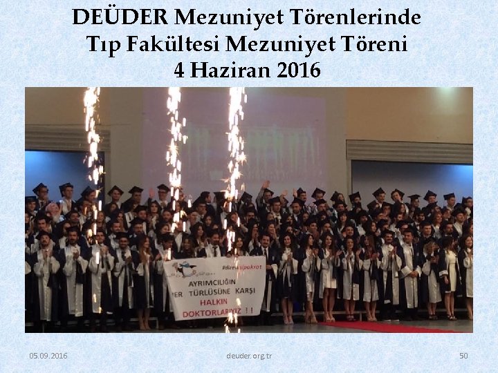 DEÜDER Mezuniyet Törenlerinde Tıp Fakültesi Mezuniyet Töreni 4 Haziran 2016 05. 09. 2016 deuder.