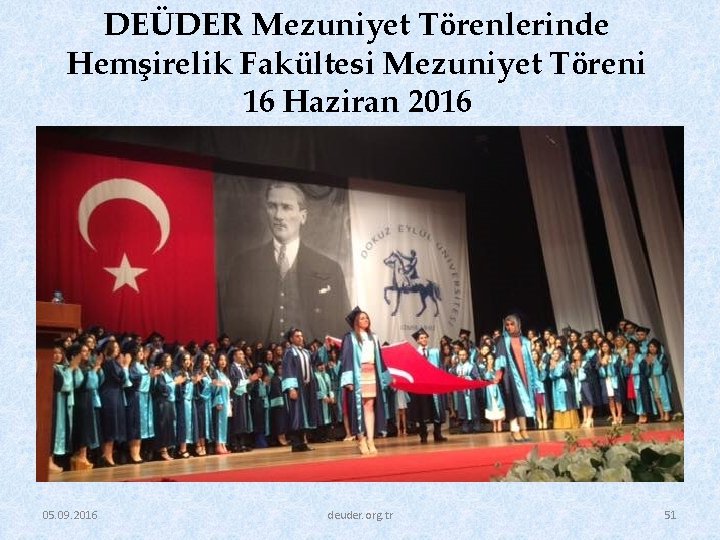 DEÜDER Mezuniyet Törenlerinde Hemşirelik Fakültesi Mezuniyet Töreni 16 Haziran 2016 05. 09. 2016 deuder.