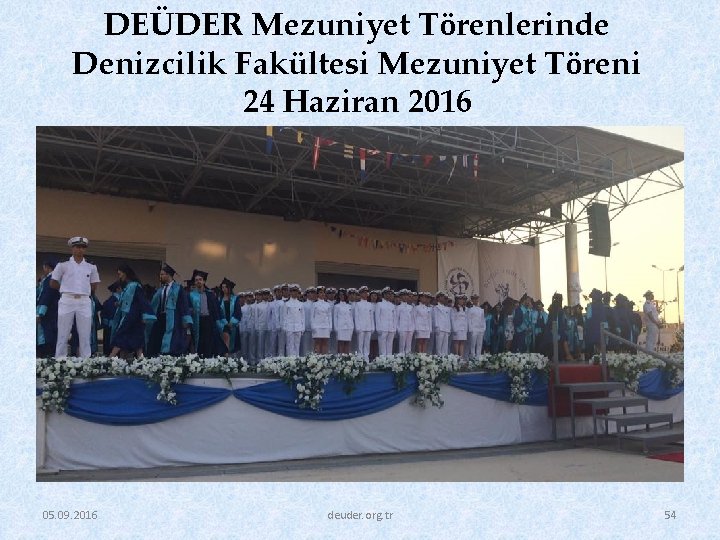 DEÜDER Mezuniyet Törenlerinde Denizcilik Fakültesi Mezuniyet Töreni 24 Haziran 2016 05. 09. 2016 deuder.