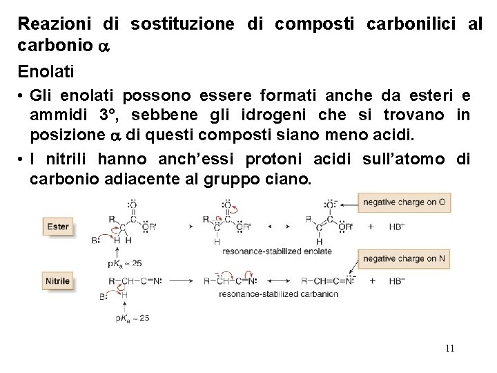 Reazioni di sostituzione di composti carbonilici al carbonio Enolati • Gli enolati possono essere