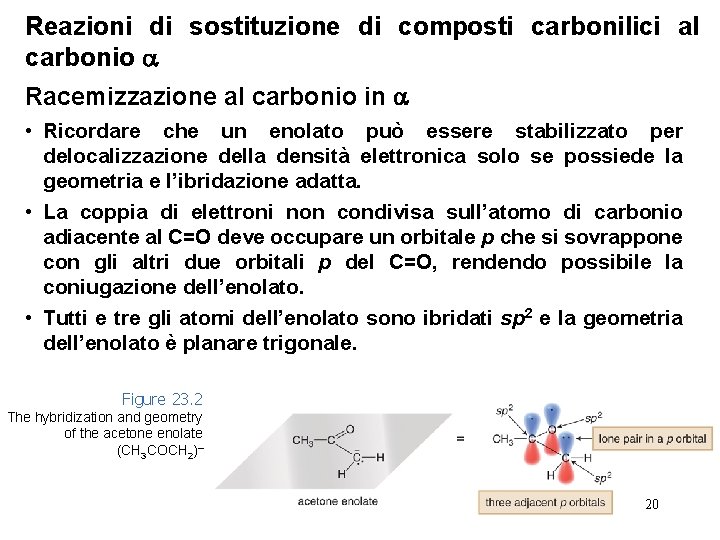 Reazioni di sostituzione di composti carbonilici al carbonio Racemizzazione al carbonio in • Ricordare