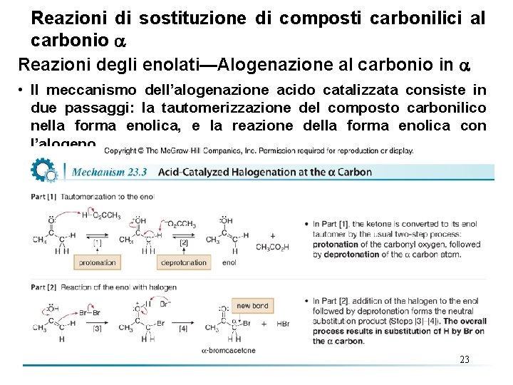 Reazioni di sostituzione di composti carbonilici al carbonio Reazioni degli enolati—Alogenazione al carbonio in