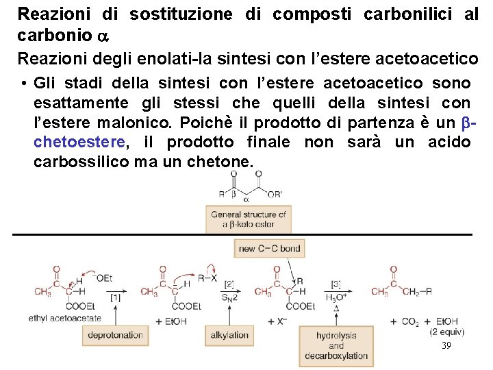 Reazioni di sostituzione di composti carbonilici al carbonio Reazioni degli enolati-la sintesi con l’estere