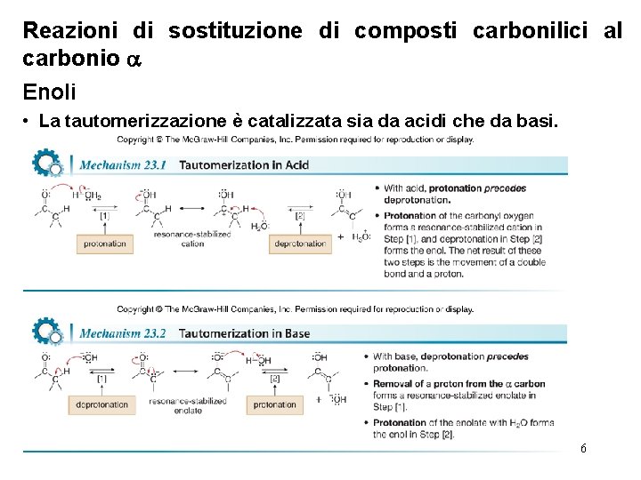 Reazioni di sostituzione di composti carbonilici al carbonio Enoli • La tautomerizzazione è catalizzata