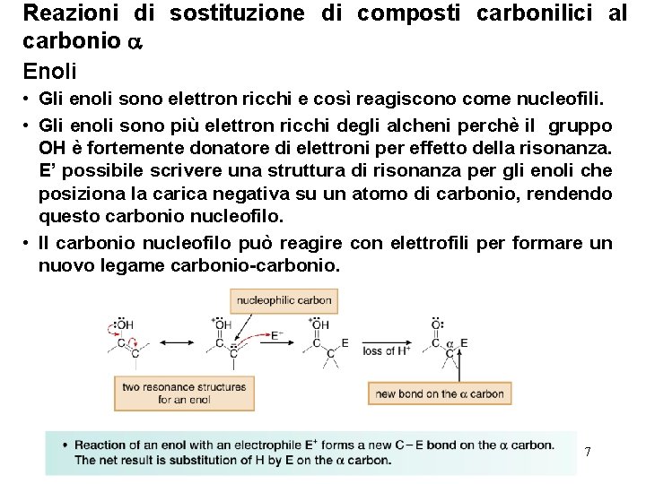 Reazioni di sostituzione di composti carbonilici al carbonio Enoli • Gli enoli sono elettron